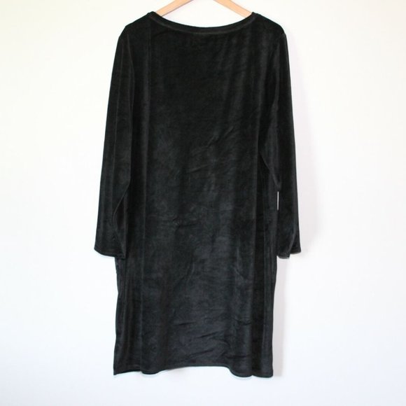 Pure J. Jill Long Sleeve Velvet Velour Dress Black Pockets Plus Size 3X H13093 - Picture 4 of 10